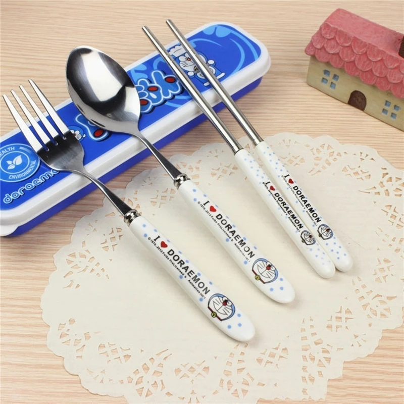 3PCS/Set Cute Cat Dinnerware Kitchen Supplies Spoon Chopsticks Set Accesorios Utensil Flatware Spoon And Fork For Kids Children