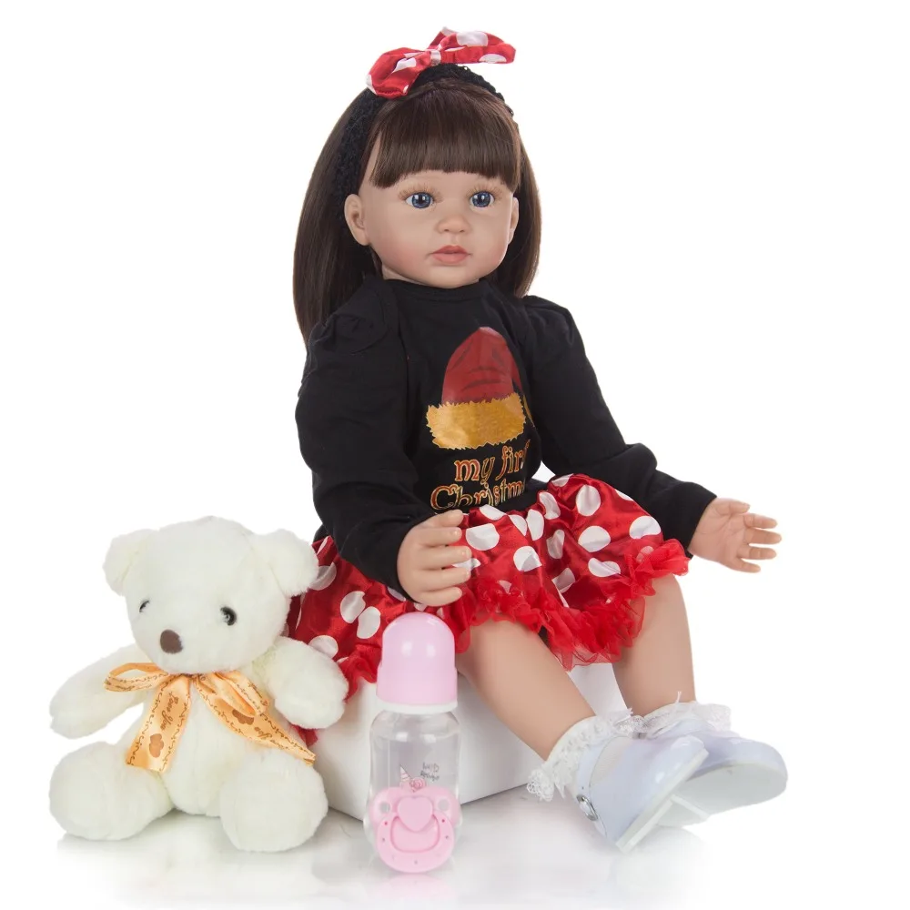 Прекрасный 24 дюйма силиконовая виниловая Кукла реборн Menina Boneca Рождественские детская кукла «Принцесса» Reborn в этническом стиле для детей ясельного возраста для детей детские подарки