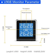 ЖК-дисплей Система контроля давления в шинах Зажигалка для автомобилей Солнечная Беспроводная сигарета 4 датчика