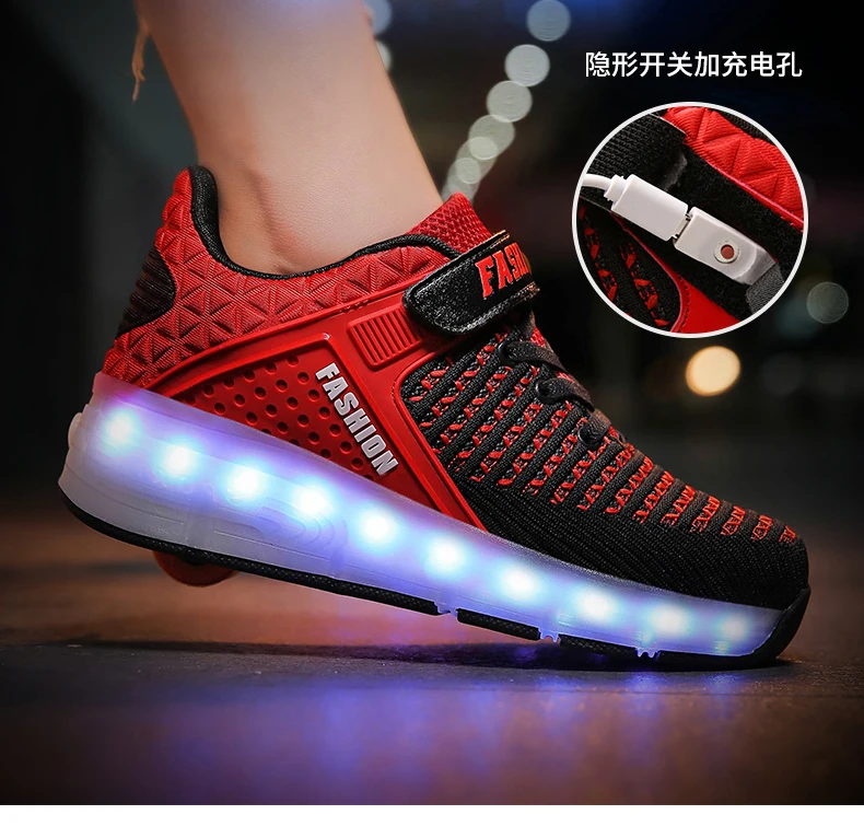 Светящиеся кроссовки с подсветкой с колесами, обувь с роликами, детская обувь с подсветкой для девочек и мальчиков, светильник с подсветкой