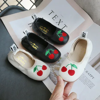 

KINE PANDA Girls Shoes Cherry Embroidery Toddler Girl Shoes Kids Children Princess Dance Shoes 1 2 3 4 5 Years Old Kindergarten