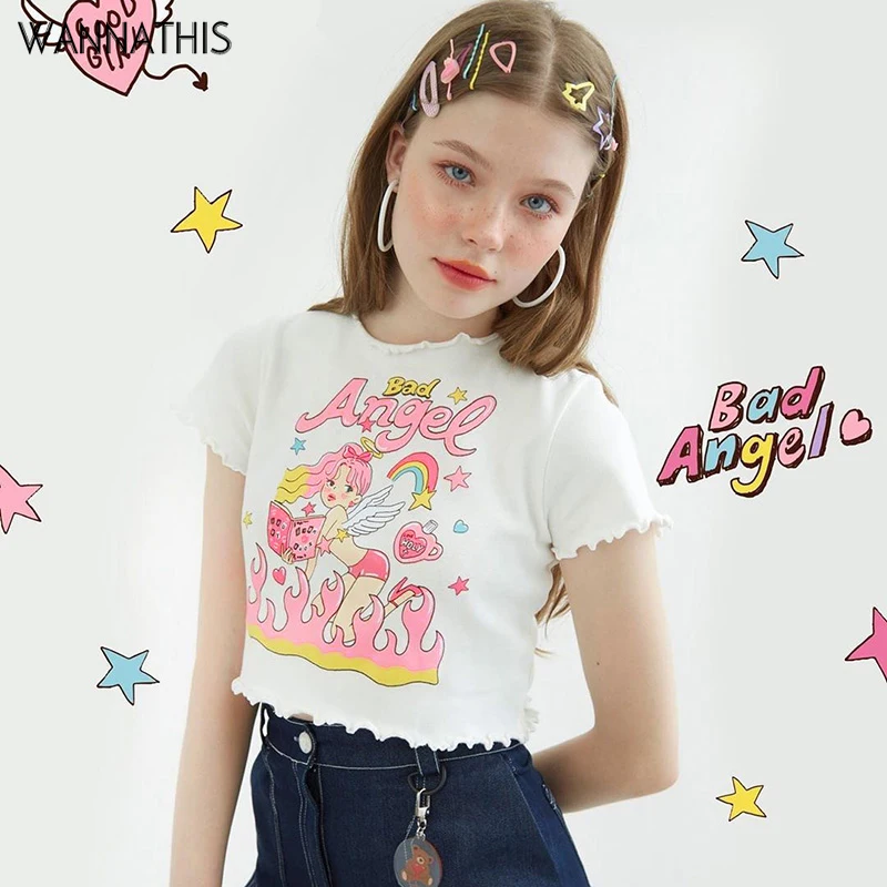 Женская футболка с короткими рукавами WannaThis белый облегающий эластичный