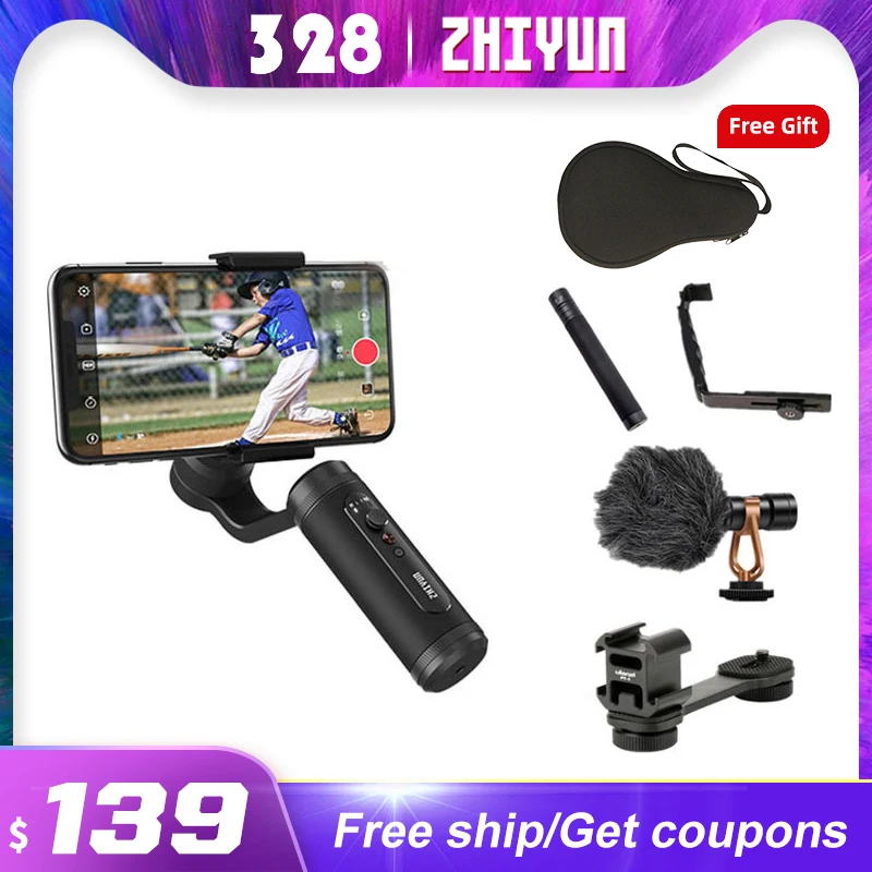 Zhiyun Smooth Q2 3 осевой Карманный стабилизатор для смартфона экшн камеры Iphone 11 Pro Max Xs Xr X