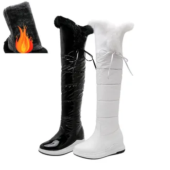

High quality waterproof down warm snow boots women platform thigh high boots ladies winter shoes over the knee boots size 34-43
