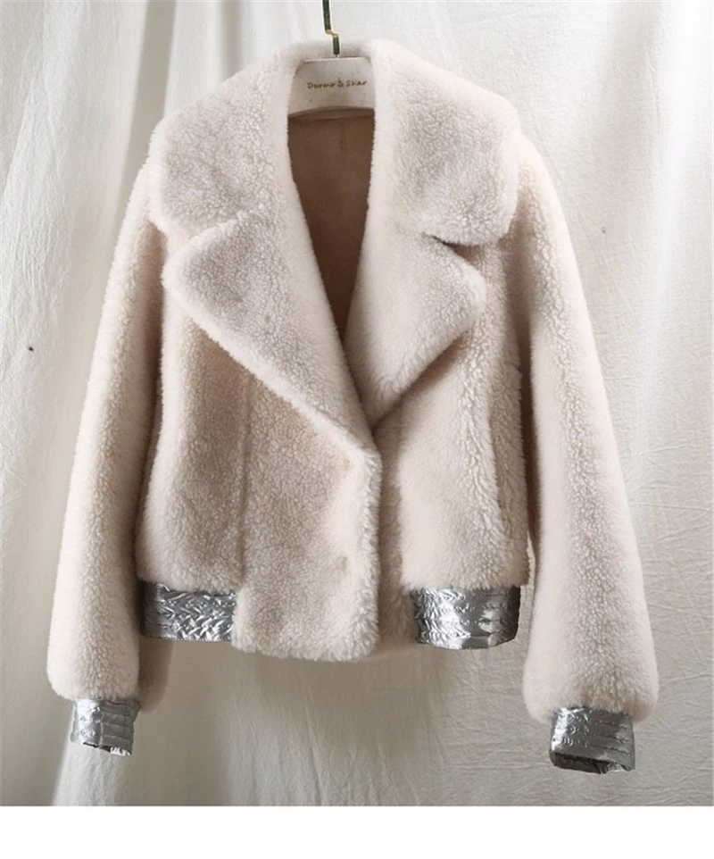 MAOMAOFUR пальто из натурального меха для женщин леди наурал овечья стрижка зимнее пальто короткая женская одежда Мода шерстяное пальто куртка