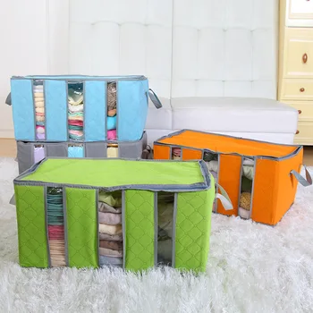 

Bamboo Charcoal Visual Clothes Organizing Bag 65L Get Rid of the Smell Window Storage Box Quilt Organizing Bag