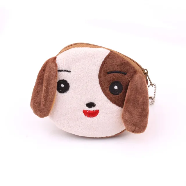 FUDEAM Soft Plush Panda Dog Rabbit Monkey Cartoon Women Coin Purse Mini Cute Zipper Girls Coin Wallet USB Cable Bag Key Wallets Coffee Dog