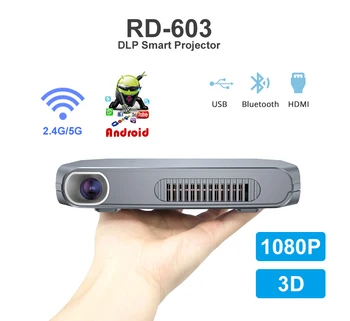 Günstig RD-603 Mini Projektor DLP Android 2,4G 5G WiFi Bluetooth LED Proyector 1080P HD Tragbare Projektor 3D DLP MINI Projektor