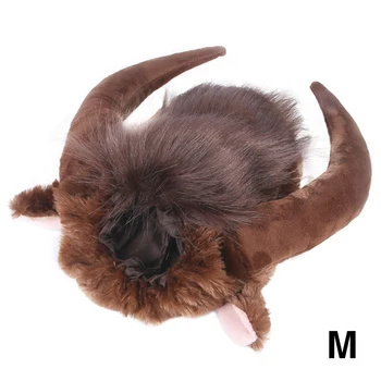

Halloween Simulation Ox Horn Headwear Adjustable Dog Cap Outdoor Warm Cosplay Party Plushy Dress Up Cute Pet Costume
