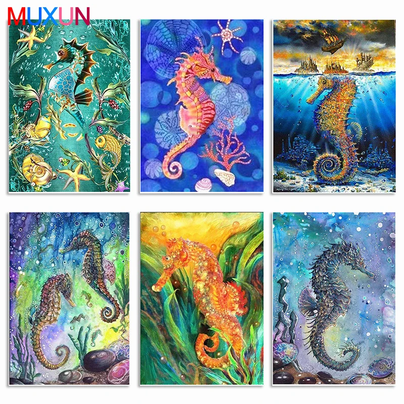 

Muxun 5D Diamond Painting Animal Hippocampus Diamond Embroidery Cartoon Cross Stitch Home Decoration Gift Handmake Rp550