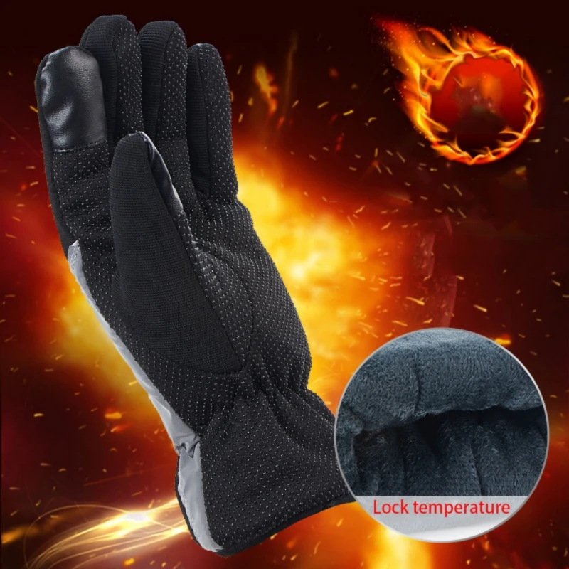 Men Women Winter Snow Gloves Warm Windproof Ski Gloves Touch Screen Fleece Snowboard Gloves Anti-slip Motorcycle Riding Gloves
