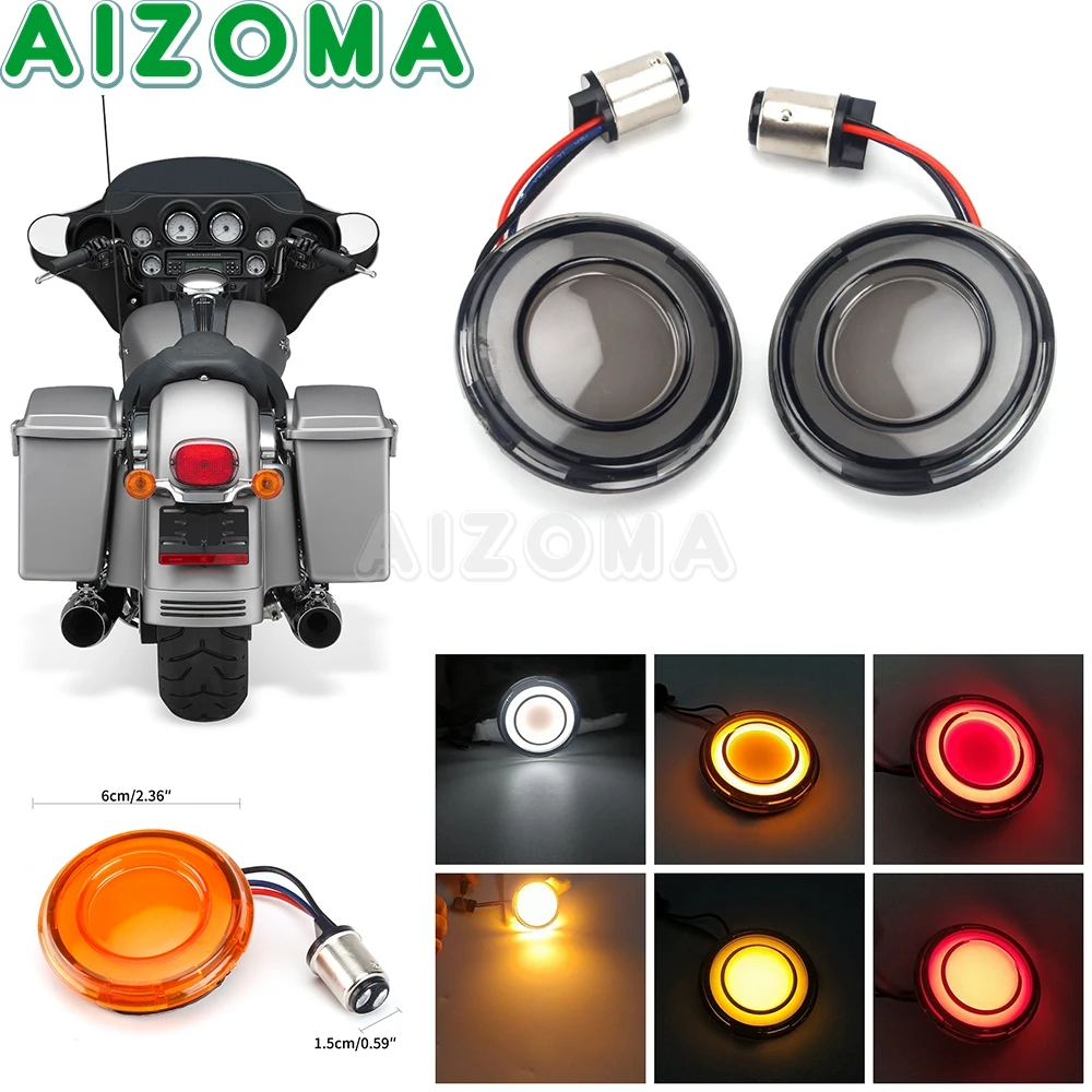 

Светодиодная лампа-сигнал поворота Bullet 1157 с крышкой дымовой линзы, Сменная вставка для Harley Dyna Electra Glide Road King Sportster