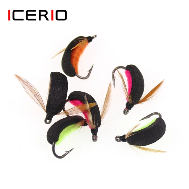 ICERIO 3PCS Beetle-Like Foam Boatman Dry Wet Fly Tying Hook Carp Fishing  Zip Rig Trout Fishing Fly Lure Bait