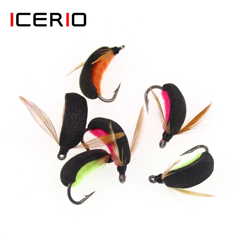 

ICERIO 3PCS Beetle-Like Foam Boatman Dry Wet Fly Tying Hook Carp Fishing Zip Rig Trout Fishing Fly Lure Bait