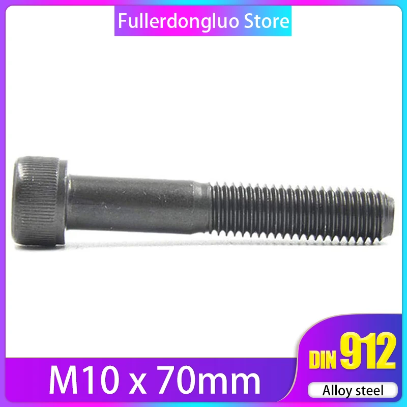 M10 x 70mm iso 4762 육각 드라이브 클래스 12.9 흑색 산화물 마감 합금강 소켓 캡 나사, fullerkreg