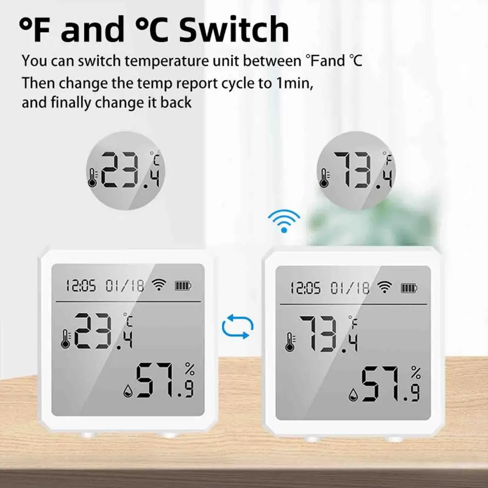 inteligente higrômetro indoor termômetro com display lcd apoio alexa google casa