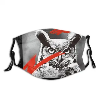 

protective mask with filter Great Snowy Horned Owl anti dust PM2.5 reuse adult teen child girl