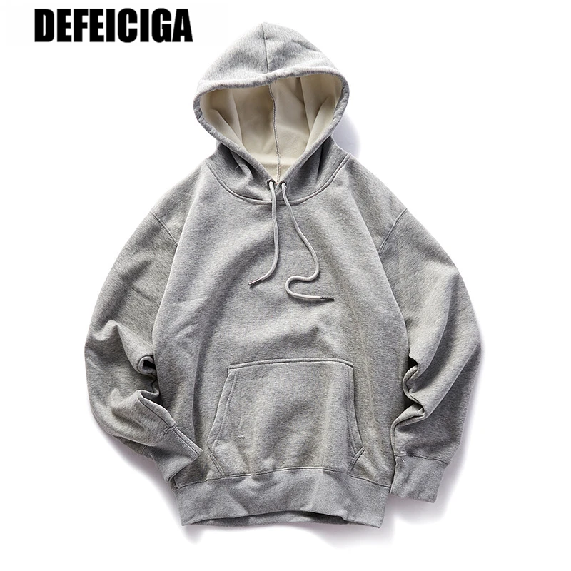 

2019 DEFEICIGA Autumn Winter Streetwear Fashion Hooded Sweatshirts Long Sleeve Fleece Hoodies male