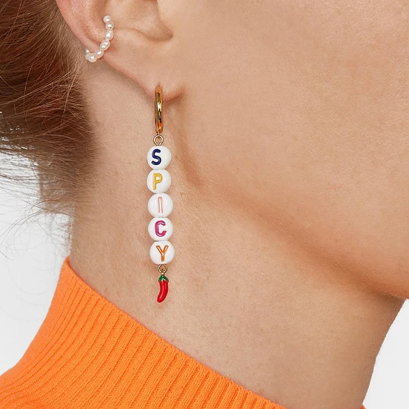 

2019 BA Custom Initial Letter Beaded Dangle Earrings for Women Girls PUNK Style Ear Jewelry free shipping no minimum order