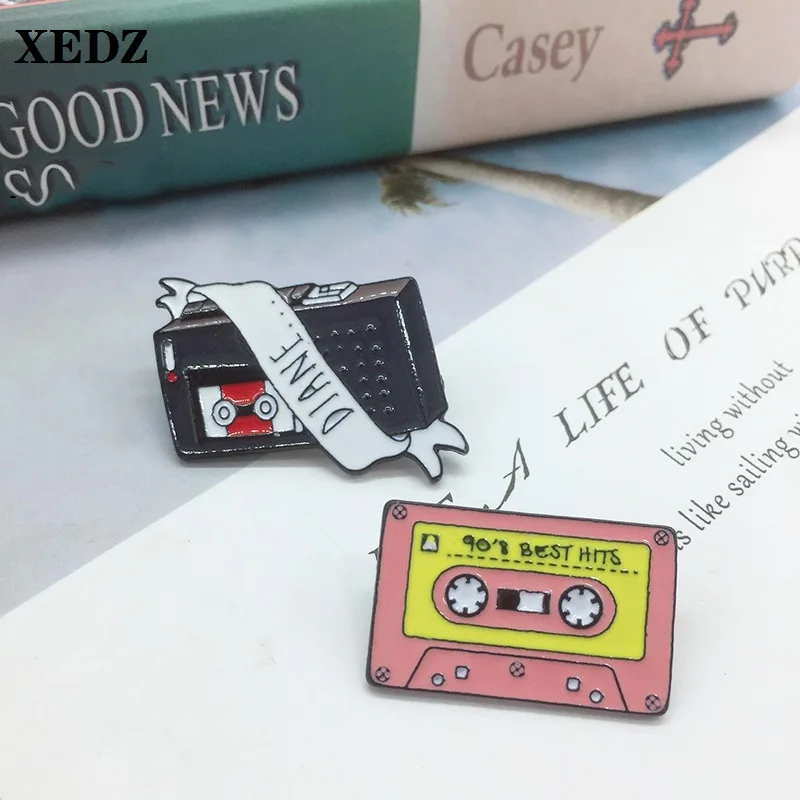 XEDZ винтажная записывающая CD-лента брошь с поп-буквой лента Диана винт 90-х
