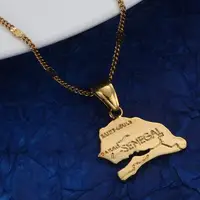 Gold Color The Republic of Senegal Map Pendant Necklaces Trendy Senegal Map Chain Jewelry 1