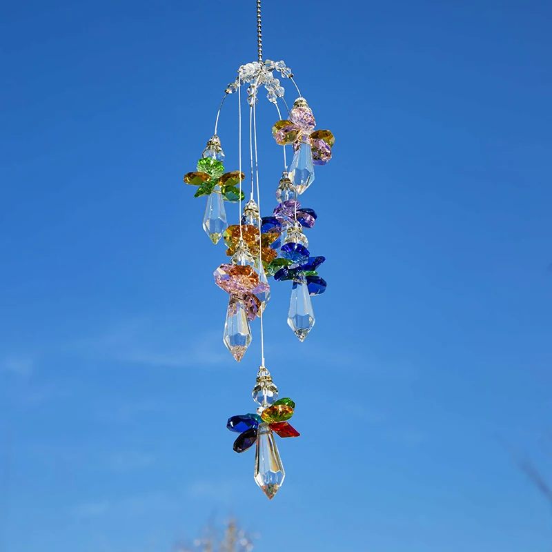 H&D Hanging Crystal Guardian Angel Window Sun Catcher Rainbow Maker 38mm Icicle Prism Pendant
