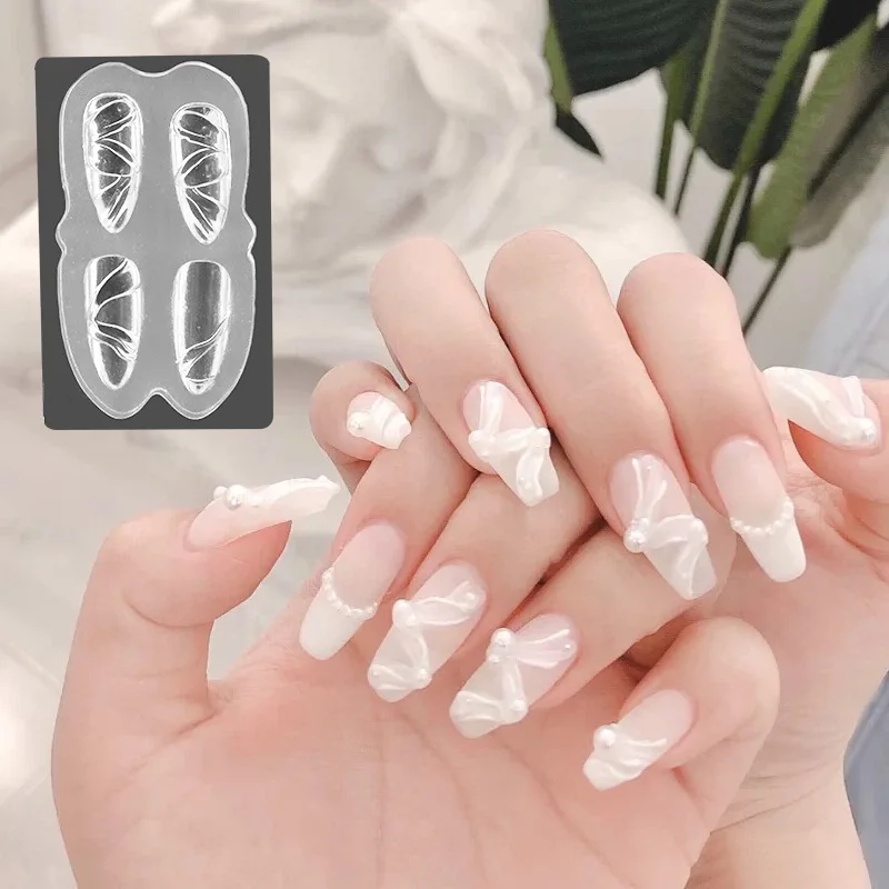 3d Butterfly Bow Silicone Mold Nail Carving Stamping Stencils Gel Soft Acrylic Mould French Manicure Nail Template Accessories Nail Art Templates Aliexpress