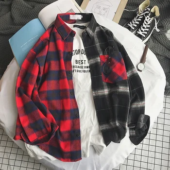 

Japanese Loose Lattice Women Shirt Casual Buttons Long Sleeve Women Tops Retro Party Women's Clothing Spring Large Size BB60NCS