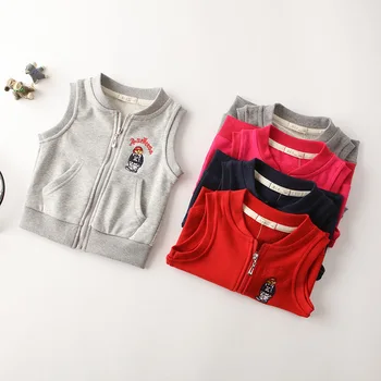 

Spring Autumn Kids Vest For Boys Girls Solid Round Collar Soft Vest Girl Sleeveless Children Terry Waistcoat