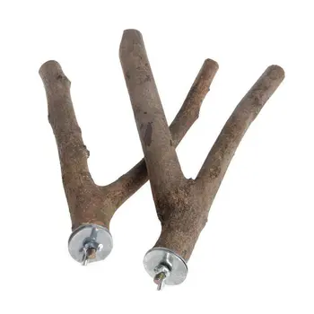 

2pcs set Pet Parrot Wood Fork Stand Rack Toy Hamster Branch Perches For Bird Cage Birdcage Accessories