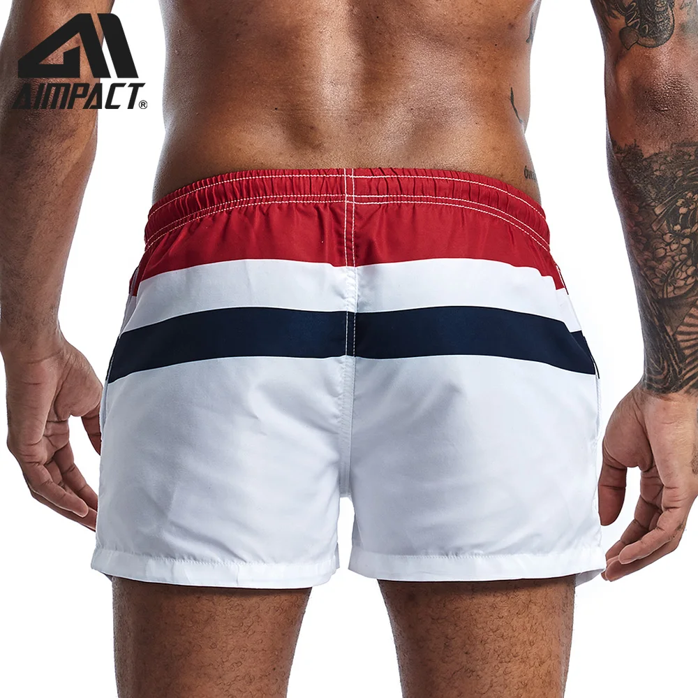 Fashion New Men's Board Shorts Fast Dry Male Swim Trunks Striped Casual Sport Surf Beachwear Hybird Shorts AM2212