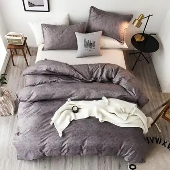 

25Solid Bedding Set Skin-friendly comfortable Europe Queen Double King Single Luxury Duvet Cover Set White Black Gray BedClothes