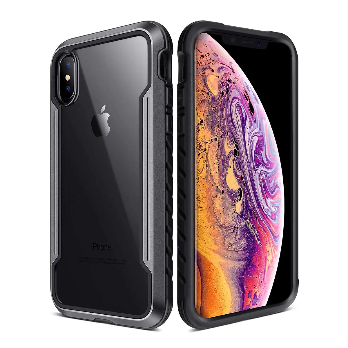 

Military Grade Metal Protective Case for iPhone Xs Max XR X Defender Case Anodized Aluminum TPU Clear PC Case Fundas