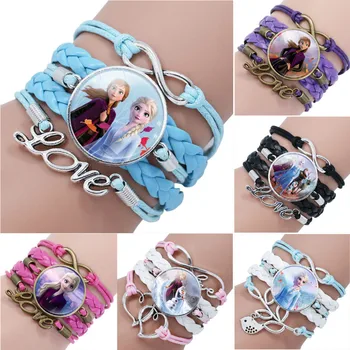 

Disney Princess Frozen 2 Anna Elsa Cartoon Bracelet Lovely Wristand Clothing Accessories Bangle Make Up Jewelry Children Gift