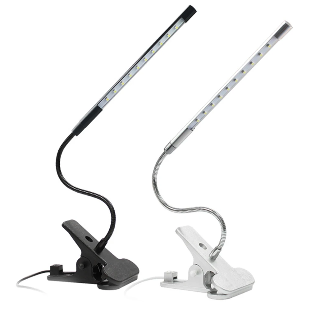 Bed Light Flexible Clip-on Metal Led Reading Studying Home Decor Adjustable Clamp Rotatable Desk USB Charging Table Lamp