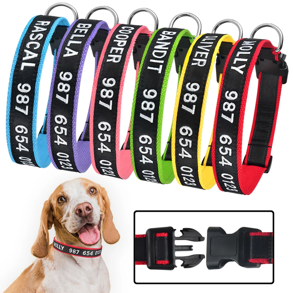 

Custom Dog Collar Personalized Pure cotton Pet Dog Tag Collar Adjustable Engraved Puppy Nameplate ID Collars For Small Large Dog