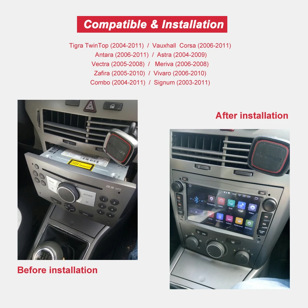 Best Bonroad 2 DIN 7" Android 8/9.0 Car GPS Navigation Multimedia Player For Opel Astra Vectra Antara Zafira Corsa Video Audio Player 3