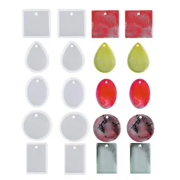 

10 Pcs Jewelry Casting Molds Silicone Pendant Mold Resin Molds with Hanging Hole Dried Flower Resin Decorative DIY Hand Crafts