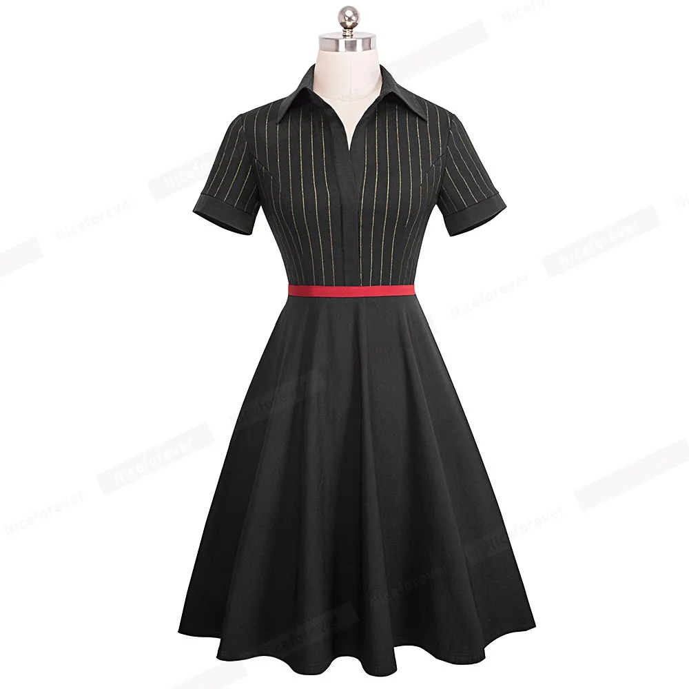 Ceny Ładny na zawsze retro czerwona w paski patchworkowy vestidos 1950 \