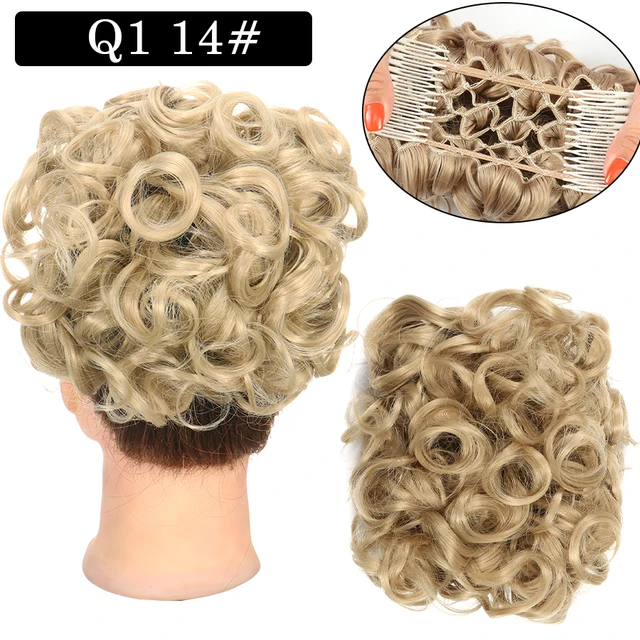 Synthetic Curly Elastic Band Chignon Plastic Comb Clips in Hair Extension Hair Bun Updo Cover Hairpieces Hair Accessories Q1 14