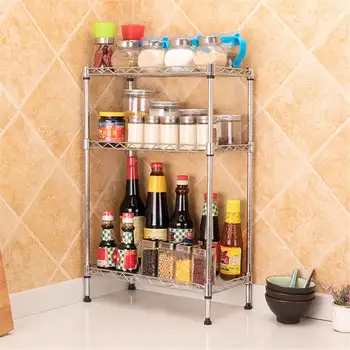 

2/3 Tier Kitchen Storage Holders Carbon Steel Kitchen Organizer Shelf Microwave Shelf Rack Home Kitchen Storage Tools