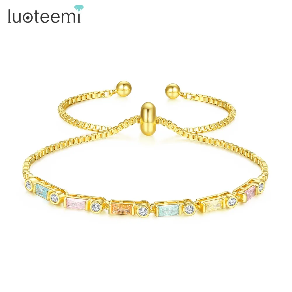 LUOTEEMI новые регулируемые геометрические цепочки и звенья браслеты для женщин