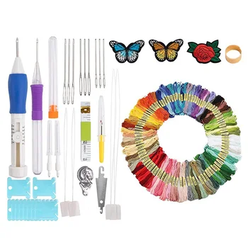 

Punch Needle Embroidery Set Craft Tools Set with 100 Colors Threads for DIY Sewing and Cross Stitch Project BV789