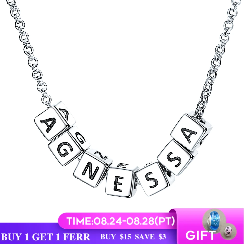 

Personalized 925 Sterling Silver Custom Letter Name Charm Bead Couple Bracelet European Chain Fine Jewelry