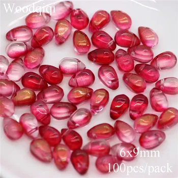 

100pcs 6*9mm Water Droplets Shape Lampwork Beads Multi Gradient Color Glass Beads For Jewelry Making Earrings DIY Accessories