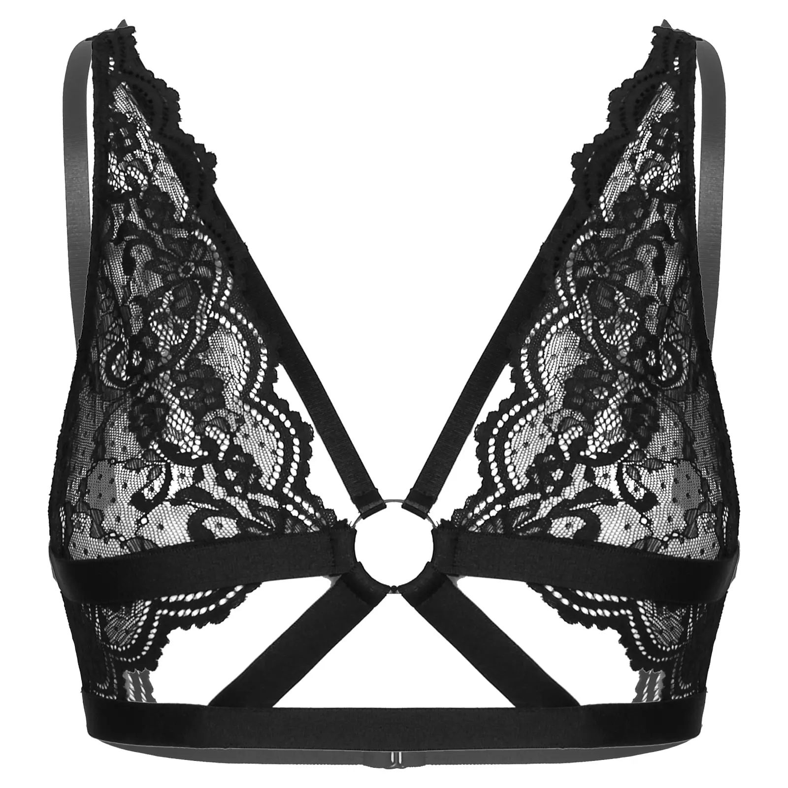 Womens Erotic Sexy Bra Seethrough Floral Lace Strappy Hot Bra Tops