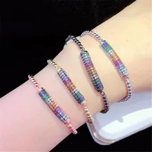 10 шт./лот высокое качество латунный браслет Pave CZ трубка Регулируемый Браслет Модные женские ювелирные изделия