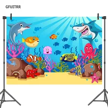 GFUITRR океан Акула фон для фотосъемки детский душ дети Фон для фотосъемки на день рождения подводный виниловый фото стенд реквизит
