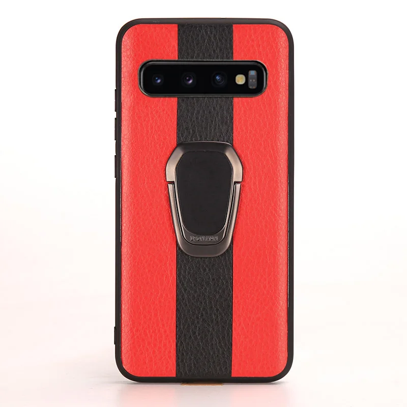 Red and Black Чехол для телефона для samsung S7 S8 S9 плюс Чехол из искусственной кожи шить круглой пряжкой чехол Note 8 9 A5 A7 A8 J5 J7 крышка - Цвет: Red and Black