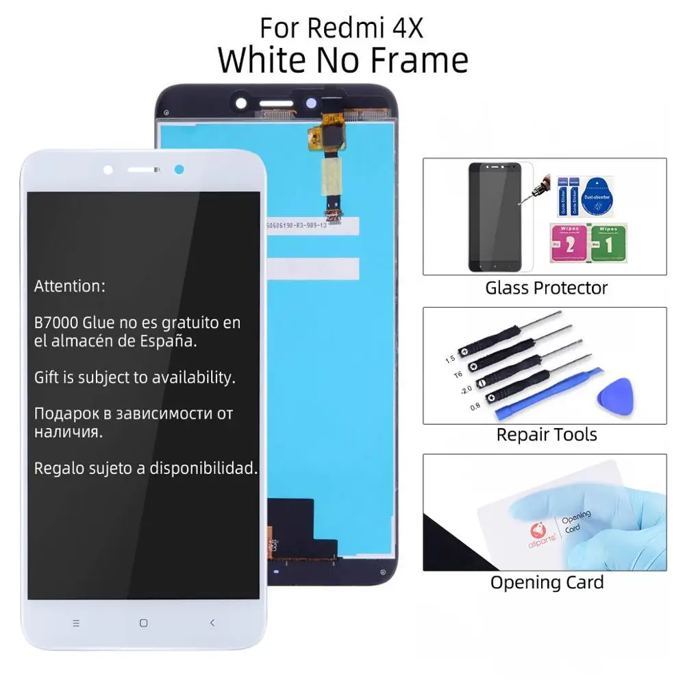 4X White No Frame Дисплей для For Xiaomi Redmi 4X 4A LCD в сборе с тачскрином на рамке 5.0'' черный белый золото - Цвет: 4X White No Frame